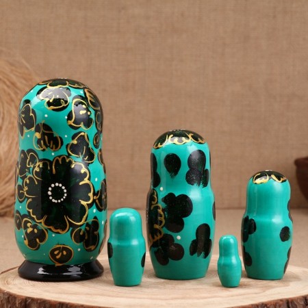 Matryoshka "Chamomile", Green, 5-doll, 19 cm-3