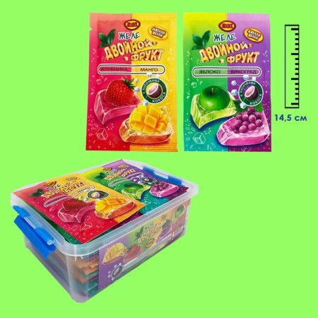 Fruit jelly with pieces of coconut "Jelly Welly Double Fruit", 35 g