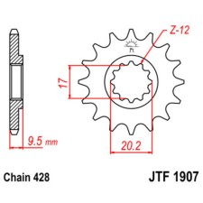 Звезда ведущая JTF1907-14, F1907-14, JT sprockets, цепь 428, 14 зубьев