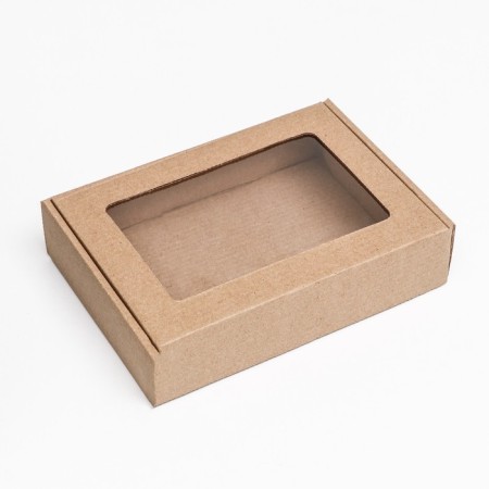 Boxing box, brown with a window, 21 x 15 x 5 cm-2