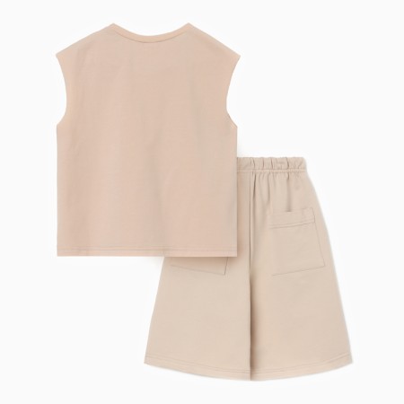 A set for a boy (T -shirt and shorts) minku, beige color, height 152 cm-7