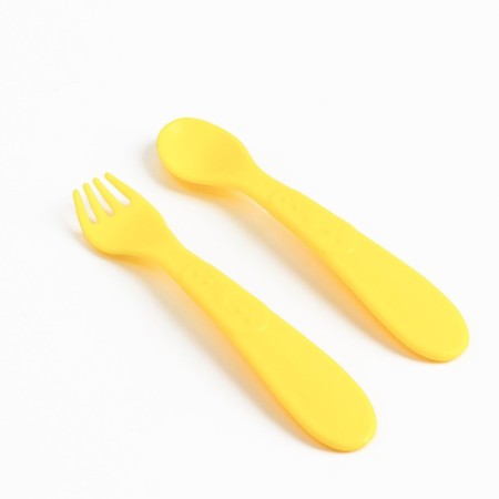 A set of children's dishes "Bear Prince", a plate on the suction cup 250ml, fork, spoon-4