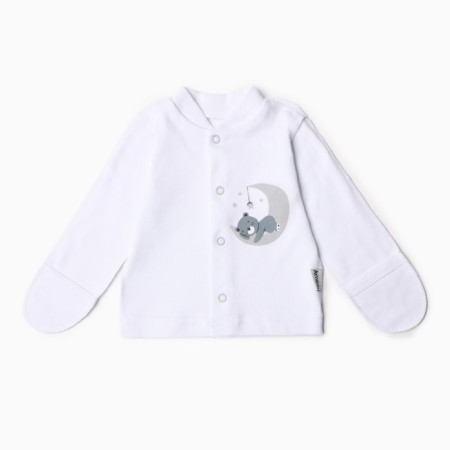 Blouse with closed handles, white/bears, height 62 cm