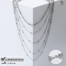 Classic Classic Classic with beads, multi -tier, silver color, 70 cm