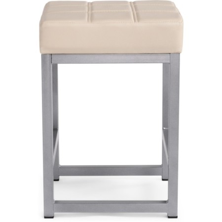 Stool Khurkroks Metal/Eco -leather, gray/beige 37x37x52 cm-2