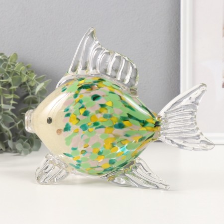 Souvenir glass "Fish in green speck" 8x25x20 cm-3