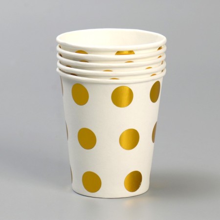 Paper glasses "peas", set of 6 pcs., 250 ml, gold color-1