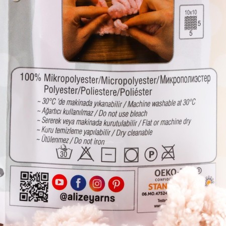 Yarn "Puffy" 100 % micropoliester 9m/100g (599 ivory)-3