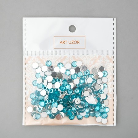 Decor for creativity plastic "Rhinestones Round. Blue" (set of 200 pcs) 0.5x0.5 cm-3
