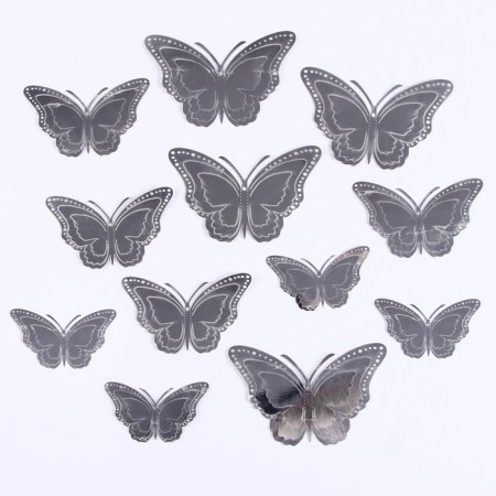Set for decorating "Butterflies", 12 pieces, silver color