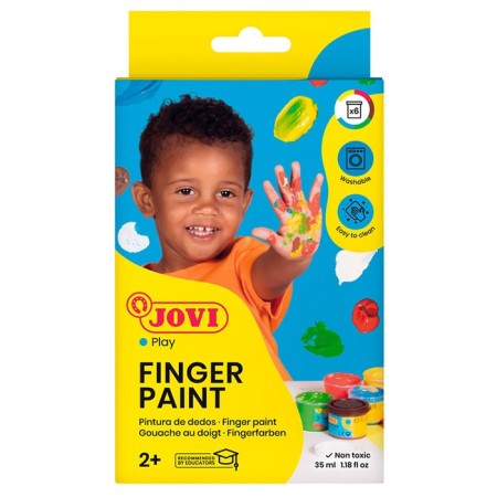 Finger paints, 6 colors x 35 ml, jovi, bright, cardboard, for kids-1