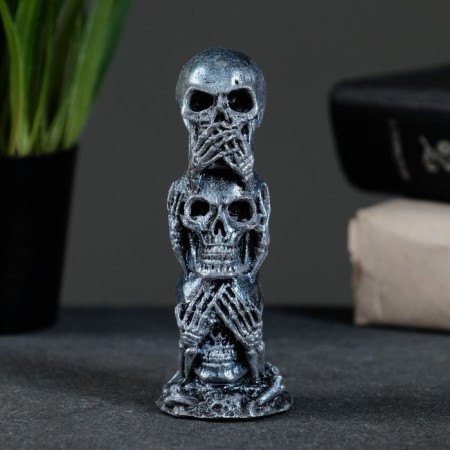Figure "Three Skulls" aged silver, 10x4xx4cm-3