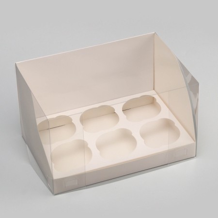 Confectionery folding box for 6 cupcakes, white 23.5 x 16 x 14 cm-1