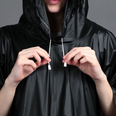 Rawland adult poncho "Personality", on buttons, oversize, black color-6