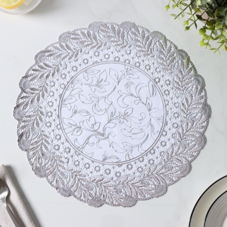 A set of openwork lapels for the table “Sunflower”, 30 × 30 cm, 4 pcs, PVC, silver color-3