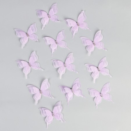 Decor for creativity "Butterfly", three -layer, set of 12 pcs., Size 1 pc. - 5 × 4.5 cm, lilac color-1