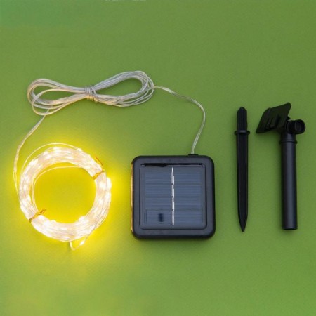 Garland “thread” 20 m dew, IP44, silver thread, 200 LED, warm white glow, 2 modes, solar battery-9