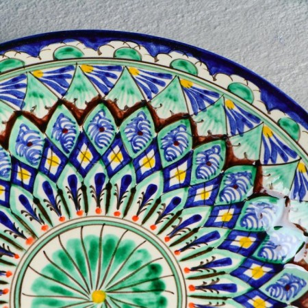 Plate of the Rishtan ceramics "Flowers", 27 cm, blue-2