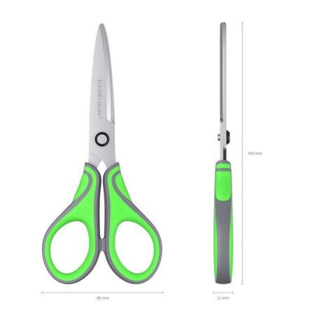 Scissors Erichkrause Megapolis, 16.5 cm, with improved 4D swoops, do not rust, handles with rubber inserts, in the blist-2