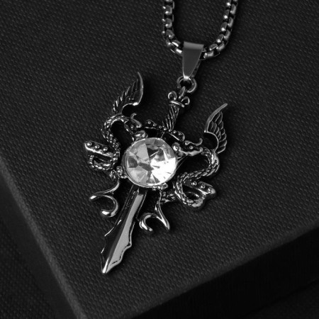 Unisex "Sword" Flame, white color in black silver, 69 cm
