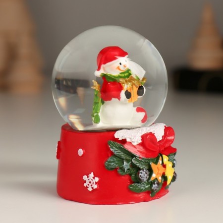 Souvenir Polystone Water Ball "New Year's character with a bow, Christmas tree" MIX 4.7x4.7x6.5 cm-3