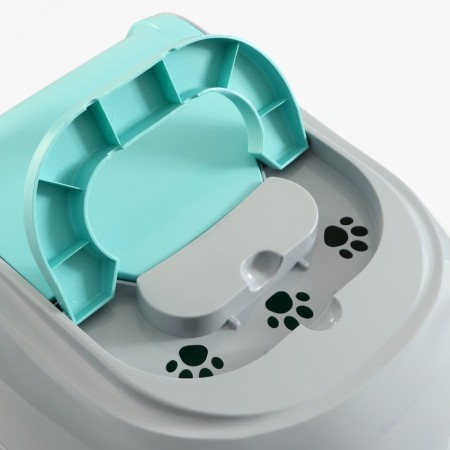 Domik toilet for cats closed with a door 50*38*37 cm, turquoise-gray-4