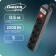 Luazon Lighting network filter, 5 outlets, 0.5 m, 2200 W, 3 x 0.75 mm2, 10 A, 220 V, black