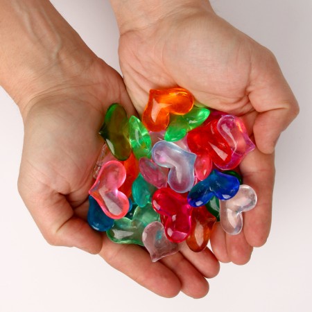 Plastic decorative hearts, set 25 pcs., Size 1 pc. - 3 × 3.5 cm, color mix-7