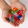 Plastic decorative hearts, set 25 pcs., Size 1 pc. - 3 × 3.5 cm, color mix