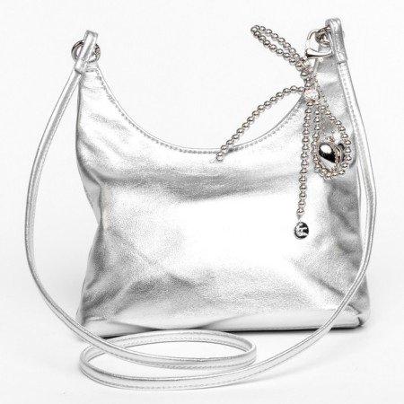 Bag Cross-Body Women's, genuine leather, Ludor silver, 21x6x13 cm
