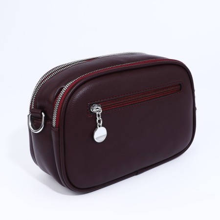 Cross-Body bag on zippers, external pocket, burgundy color-1