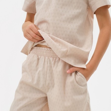 Set for a boy (shirt, shorts) minku: Cotton Collection Beige color, height 134-11