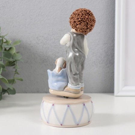 Souvenir Ceramics musical "Curly boy with dog" 8x8x17 cm-2