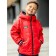 Bilateral jacket for a boy, height 140 cm, red-blue color