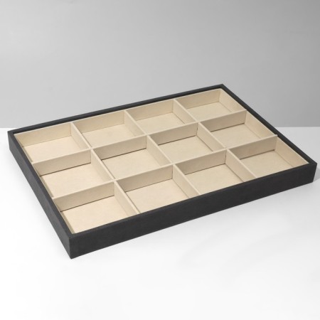 Decoration for jewelry 12 cells, phlock, 35 × 24 × 3, color gray-beige-1