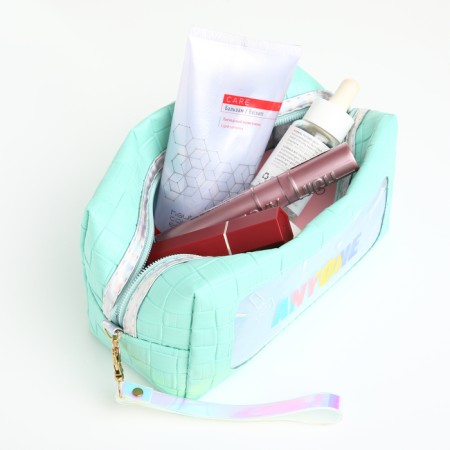 Lightning cosmetic bag, green color-4