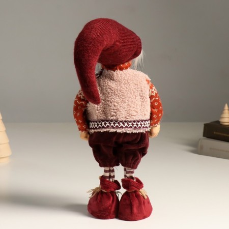 Interior doll "Goblin in a knitted sweater and fur vest" 42 cm-2