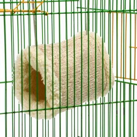 Suspended fur tunnel for rodents, 19 x 12 x 13 cm, beige-3