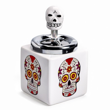 Ash for the house is a smokeless "skull", for cigarettes and sticks, 8.5 x 16 cm, yellow