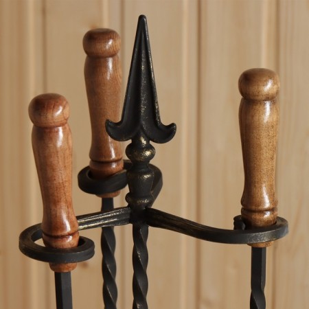 Set for the fireplace "Leon" (poker, scoop, brush), gold-1