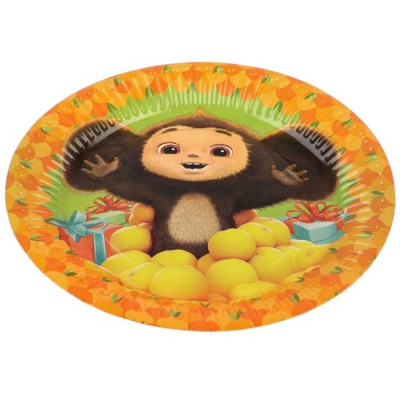 Paper plate "Happy Birthday!", 18 cm, Cheburashka-2