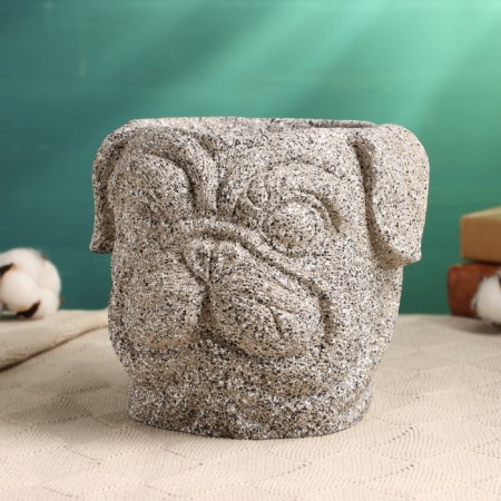 Kashpo "Ricky" Gray Stone, 18x16x15cm-1