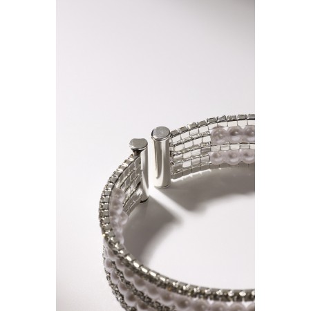 Bracelet with pearls "Milligan" two paths, ball No. 4, white color in silver, d = 5.8 cm-2