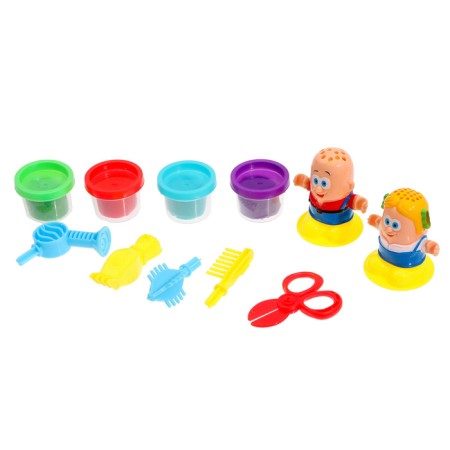 Set for playing with plasticine "Funny hairstyles", 4 jars, in a package