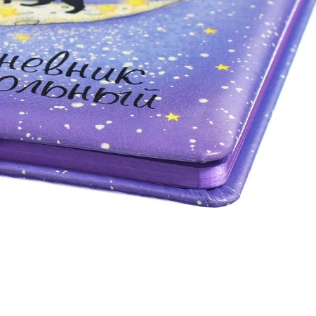 Universal Diary Grade 1-11, 48 sheets "Girl on the Moon", solid cover of artificial leather, applique, liesa, OFSET block-4