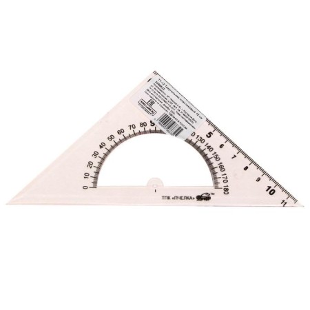 Triangle 12 cm, 45 °, calligrata, with a transporter, plastic, transparent mix-3