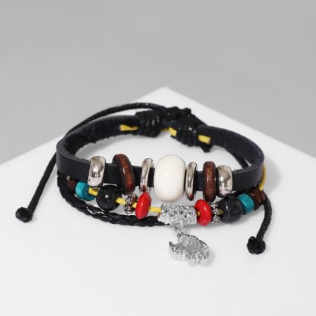 Hippi leather Bracelet Indian elephant, color, d = 6 cm