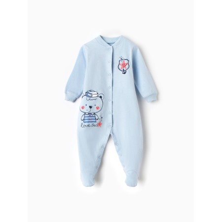 Overalls for a boy with closed legs, blue color, height 74 cm