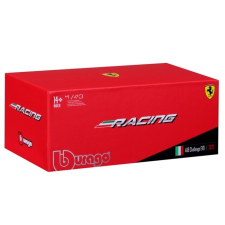 Racing machine Bburago Ferrari 488 Challenge Evo 2020, Die-Cast, 1:43, Red color-10