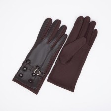 Gloves are female, dimensionless, without insulation, brown color
